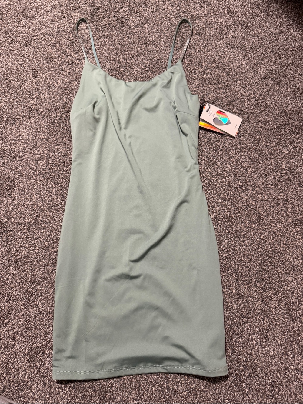 NWT Sage Green Slip Dress with Sparkly Spaghetti Straps
